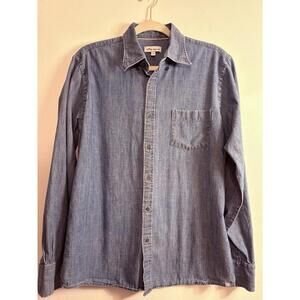 New PETER MILLAR Tamworth Chambray Cotton-Stretch Sport Shirt Medium